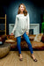Relaxed Fit Long Sleeve T-Shirt Top with Asymmetrical Gathered Twist at Hem (MT5002) - Wholesale Fashion Couture 