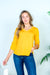 Soft Bamboo 3/4 Rolled Cuff Sleeve V Neck Top with Single Pleat Front in Mustard (HT9201) - Wholesale Fashion Couture 