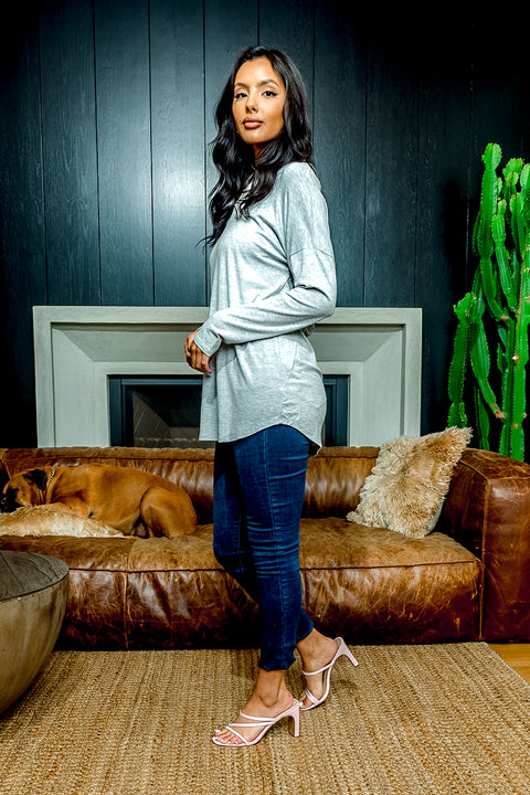 Relaxed Fit Drop Shoulder Long Sleeve Scoop Neck T-Shirt (MT5003) - Wholesale Fashion Couture 