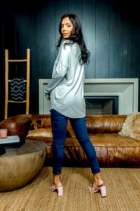 Relaxed Fit Drop Shoulder Long Sleeve Scoop Neck T-Shirt (MT5003) - Wholesale Fashion Couture 