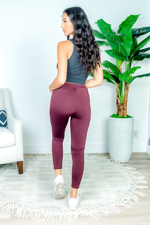 High Waist 7/8 Compression Leggings with Mesh Panel Detail along Side Leg  (AP-67278) - Wholesale Fashion Couture 