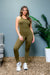 2 PC Set - Seamless Rib Knit Scoop Neck Racerback Tank and Leggings (YPS-3462) - Wholesale Fashion Couture 