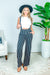 Black & White Striped Jumpsuit with Attached Suspenders (910602-CH604) - Wholesale Fashion Couture 