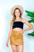 O-Ring Belted Corduroy Mini Skirt with Zip Fly Closure in Camel (S7002) - Wholesale Fashion Couture 