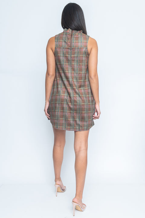 Plaid Sleeveless Tunic Mini Dress* (LD41199C) - Wholesale Fashion Couture 