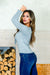 Empire Bust Tie Long Sleeve Soft V Neck Sweater (JHS18144) - Wholesale Fashion Couture 