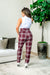 One Piece Halter Neck Top and Plaid Jogger Pant with Bow Tied Paperbag Waist Jumpsuit (VIP5708) - Wholesale Fashion Couture 