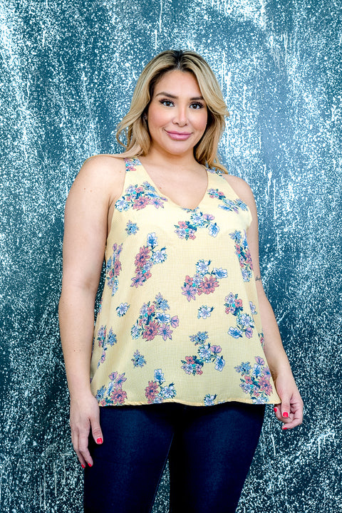 Plus Size Floral Sleeveless Top (ZB9624F) - Wholesale Fashion Couture 