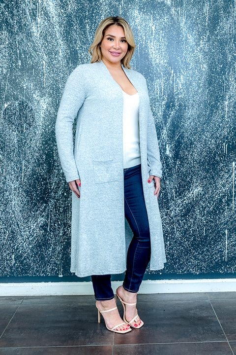 Plus Size Open Front Long Cardigan (43969) - Wholesale Fashion Couture 