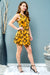 Sleeveless Jewel Neck Princess Cut Mini Dress with Black Floral Print (MD1386) - Wholesale Fashion Couture 