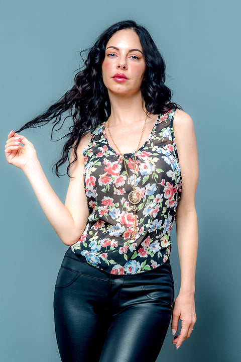 Floral Sleeveless Top (T14470) - Wholesale Fashion Couture inc