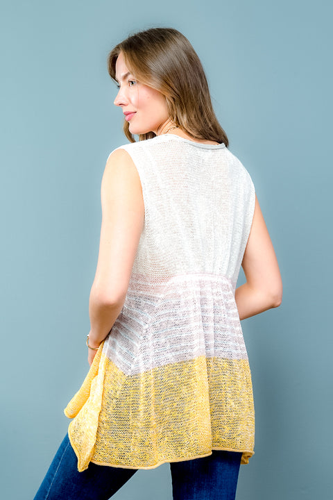 Sleeveless Vneck Thin Knit Babydoll Style Tunic Top (15999) - Wholesale Fashion Couture inc