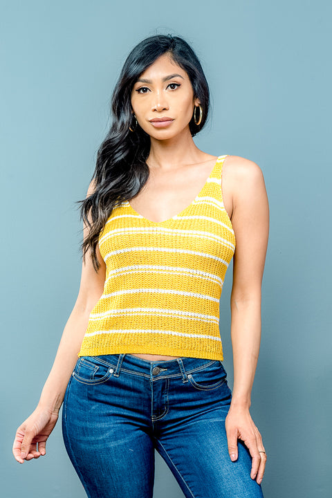 Sleeveless V-neck Thin Knit Top (JW-0217) - Wholesale Fashion Couture inc