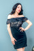 Off Shoulder Lace Ruffle Sheath Midi Dress (K1916) - Wholesale Fashion Couture 
