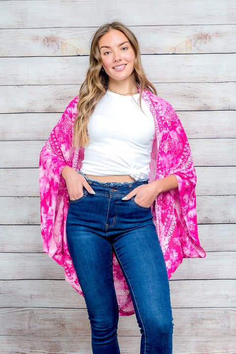 Tie Dye Cover Up Kimono (17F360) - Wholesale Fashion Couture 