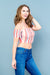 Multi Color Stripe Off Shoulder Short Sleeve Smocked Crop Top (2308TY) - Wholesale Fashion Couture 