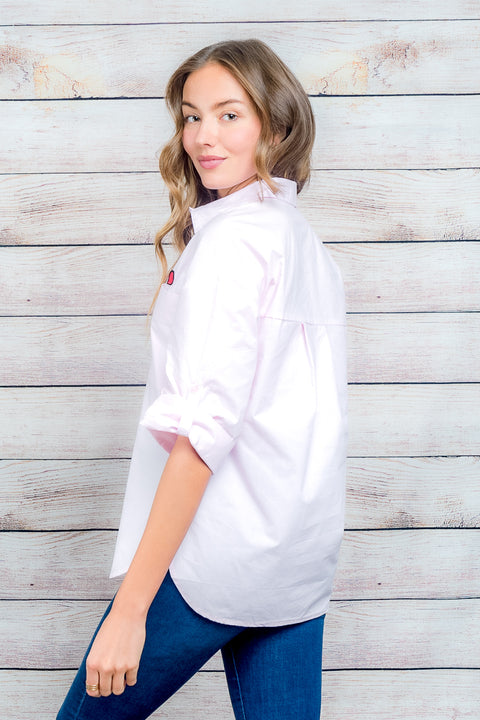 3/4 Sleeve Button Down Top (1327TM) Pink / ( S-M-L- 2-2-2)