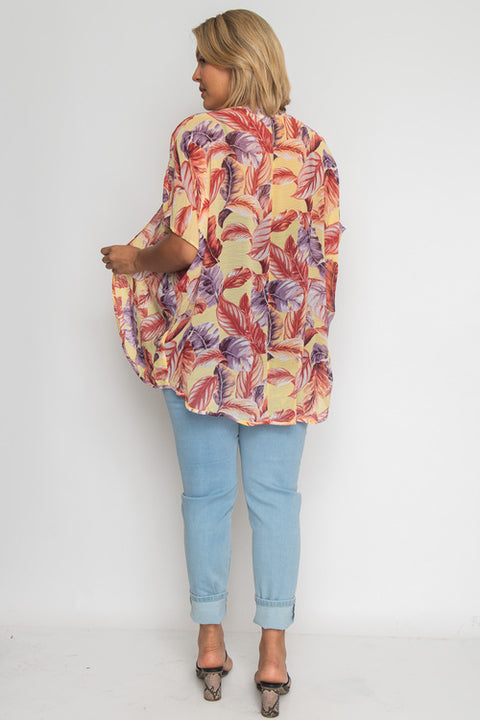 Plus Size Top (JT8141-HW) Yellow-Red-Purple / ( 1XL- 2XL- 3XL- 2-2-2)