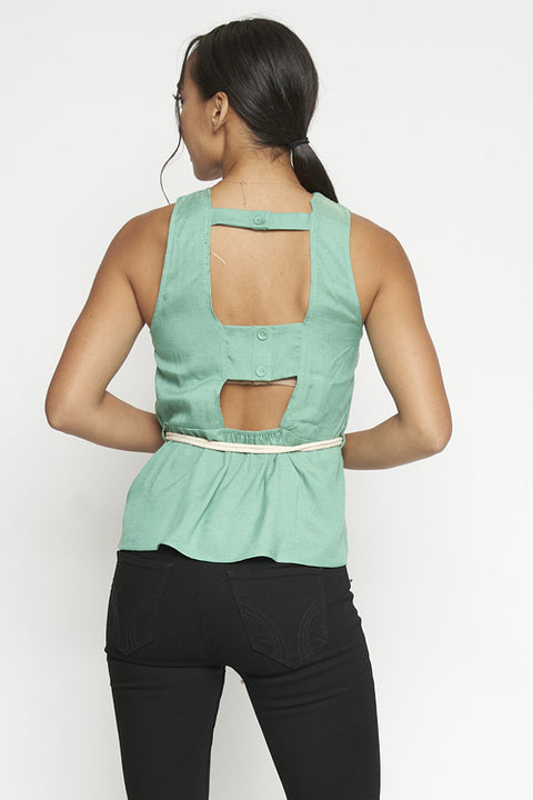 Halter Top -Belt Included (55395T) Green / ( S-M-L- 2-2-2)