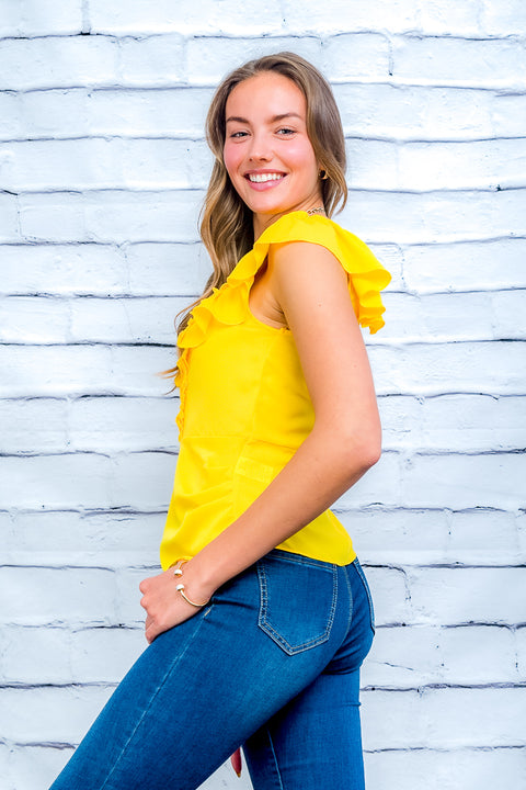 Sleeveless Vneck Top (55284T) Yellow / ( S-M-L- 2-2-2)