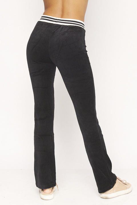 Elastic Waist Velour Pants (6131PY) Black / ( S-M-L- 2-2-2)