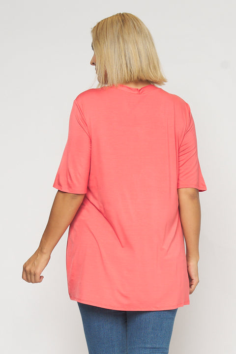 Plus Size 1/2 Sleeve Button Down Cardigan Top with Front Patch Pockets (1125AC/2958) - Wholesale Fashion Couture 