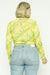 Leaves Print Long Sleeve Hineckline Mesh Plus Size Body Suit (LT23205) Lime / ( 1XL-2XL-3XL- 2-2-2)