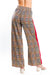 High Rise Multi Color Plaid Wide Leg Pants with Contrast Burgundy Stripe (JP9015) - Wholesale Fashion Couture 