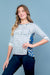 3/4 Sleeve Striped Top Lace On Back (D70634) Blue / ( S-M-L- 2-2-2)