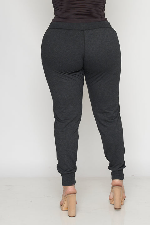 Plus Size Low-Rise  Sweatpants w/side Pockets  (PT560X) - Wholesale Fashion Couture 