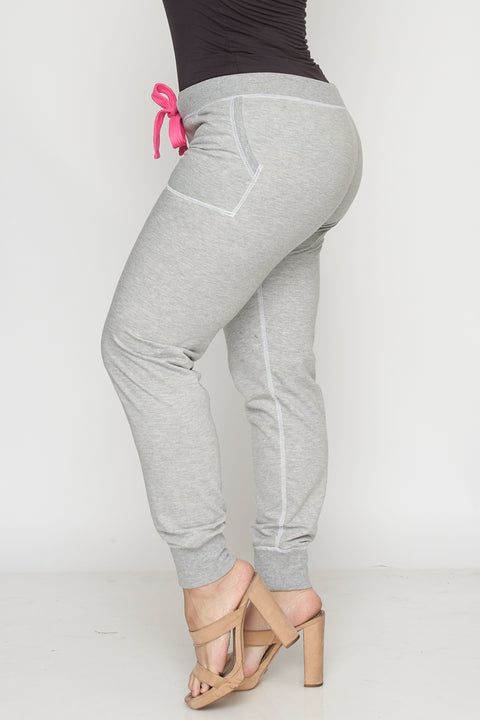 Plus Size Low-Rise  Sweatpants w/side Pockets  (PT560X) - Wholesale Fashion Couture 