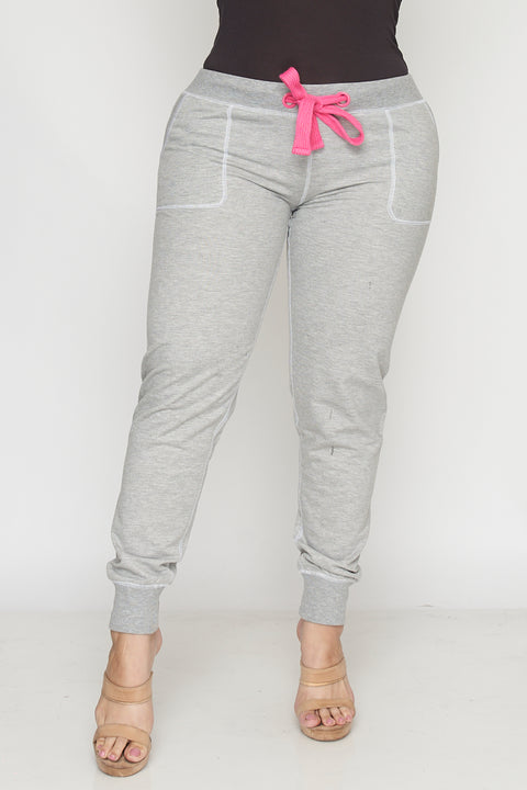 Plus Size Low-Rise  Sweatpants w/side Pockets  (PT560X) - Wholesale Fashion Couture 