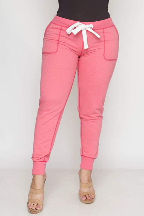 Plus Size Low-Rise  Sweatpants w/side Pockets  (PT560X) - Wholesale Fashion Couture 
