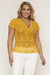 Plus Size Short Sleeve Lace Top -Undershirt Not Included (71838XL) Yellow / ( 1XL-2XL-3XL- 2-2-2)