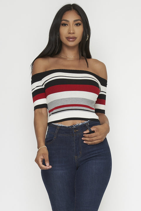 Off the shoulders Crop Top (SJL066) - Wholesale Fashion Couture 