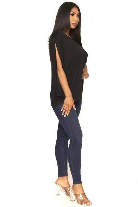 Breezy Scoop Neck Dropped Armhole Cape Style Tank Top (12174) - Wholesale Fashion Couture 
