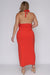 Plus Size Plunge V Halter Neck Maxi Dress with Surplice High Slit Front and Low Back  (CD-5690) - Wholesale Fashion Couture 