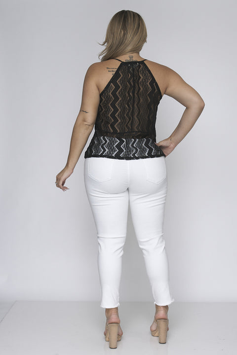 Plus Size Sleeveless Lace Top W-Front Lining (JT-5642) Black / ( 1XL-2XL-3XL- 2-2-2)