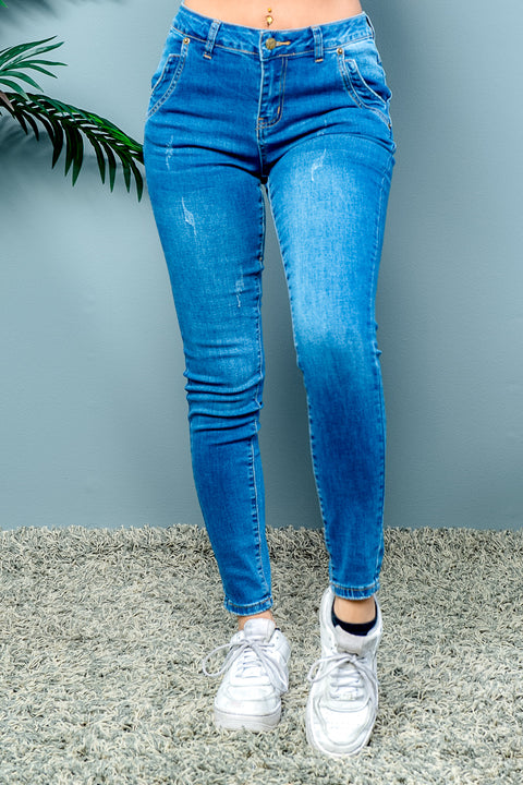 Skinny Jeans 4 Pockets (AM8114M) Med.Blue / ( 1,3,5,7,9,11,13,15- 1,2,2,3,2,2,1,1)
