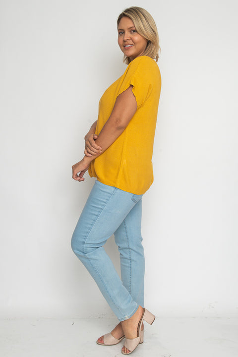 Plus Size Knit Top (ZB10456) Mustard / ( 1XL-2XL-3XL- 1-1-1)