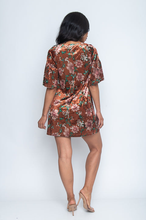 Floral Printed Mini Dress (LD42688) - Wholesale Fashion Couture 