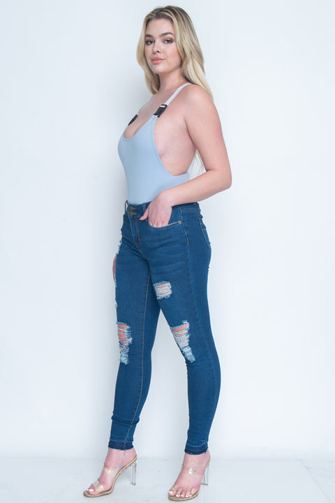 Bodysuit with Buckle Straps and Criss Cross Low Back (S3177SW) - Wholesale Fashion Couture 