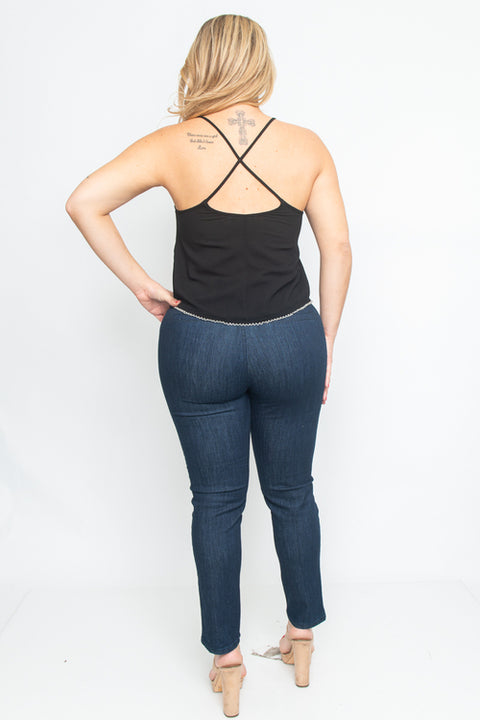 Plus Size Sleeveless Top (X98900-LW332H) Black / ( 1XL-2XL-3XL- 2-2-2)
