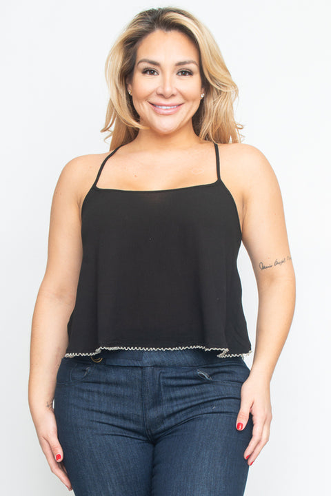 Plus Size Sleeveless Top (X98900-LW332H) Black / ( 1XL-2XL-3XL- 2-2-2)