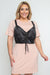 Plus Size Midi Dress (114521) Pink-Black / ( XL-1X-2X-3X- 1-1-2-2)