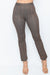 Cropped Dress Pants with Stretch Waistband in Honey Brown Plaid (PH23950) - Wholesale Fashion Couture