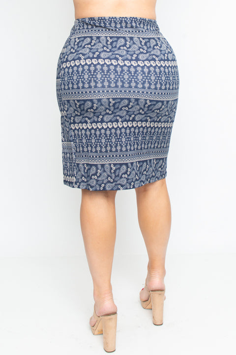 Plus Size Skirts (S20138PL) Navy / ( 1XL-2XL-3XL- 2-1-1)