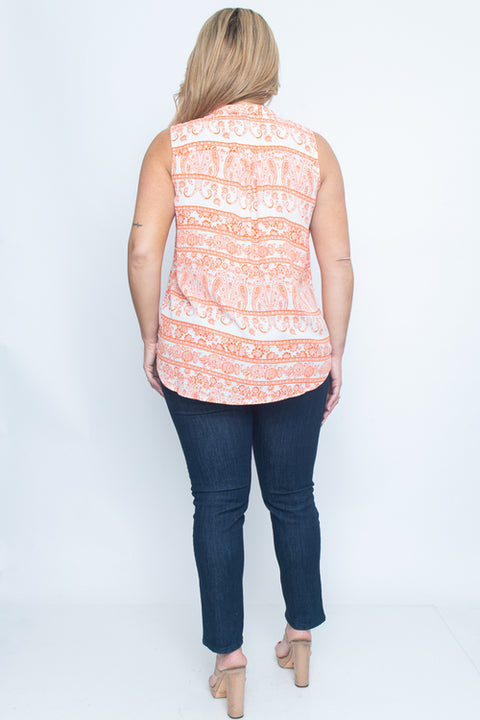 Plus Size Sleeve Less Top (ZB7975-P) Blue / ( 1x-2x-3x- 1-1-1)