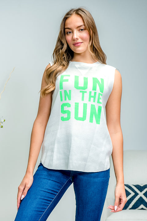 Sleeve Less Top (LVI71796-1) White / ( S,M,L- 2,2,2)