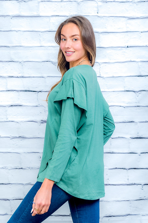 Long Sleeve Top (T2031-KL) Sage / ( S-M / M-L- 3-3)